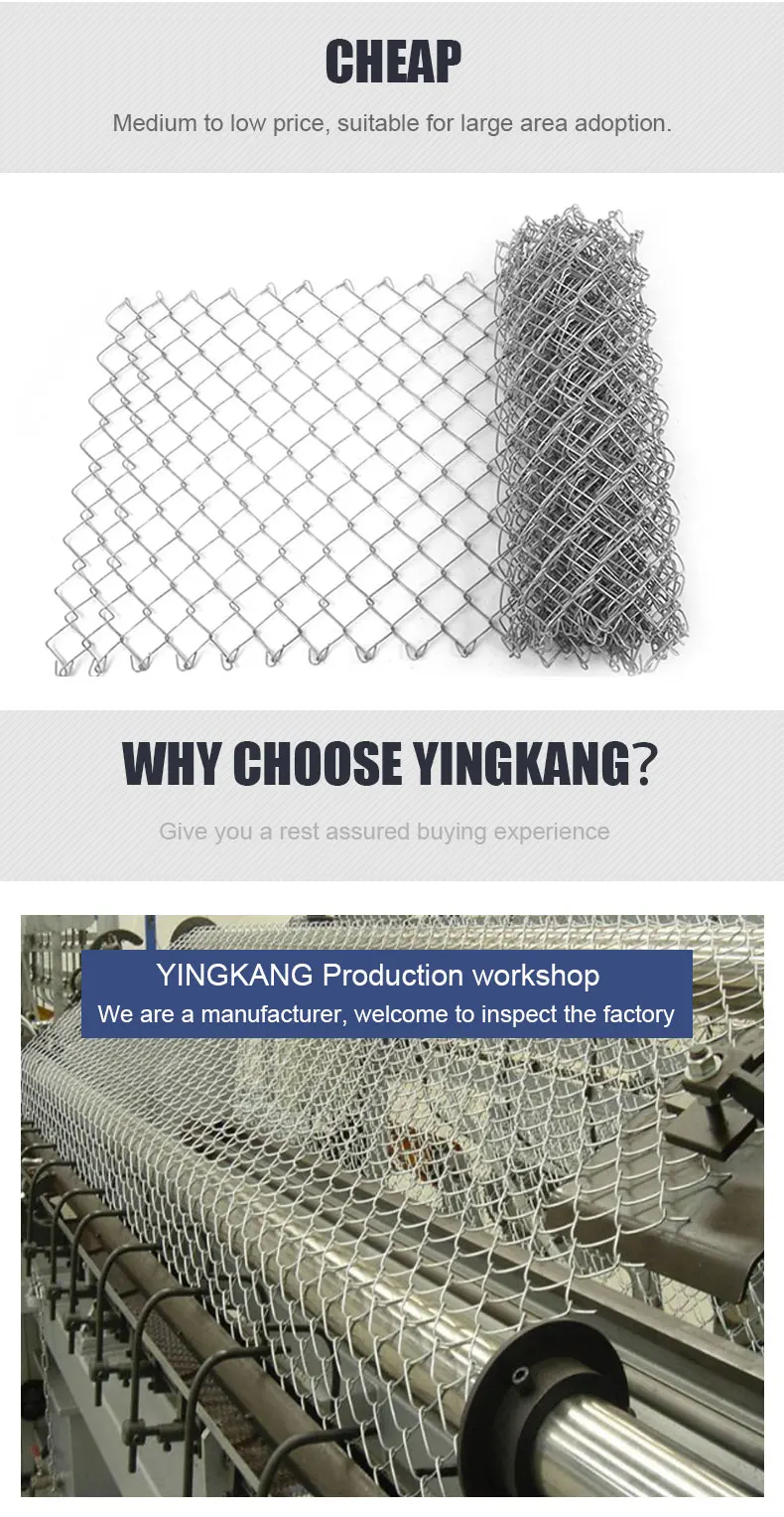 Residential pvc coated chain link fence Seaside fence zinc coated diagonal wire mesh Sports field woven stadium fence  