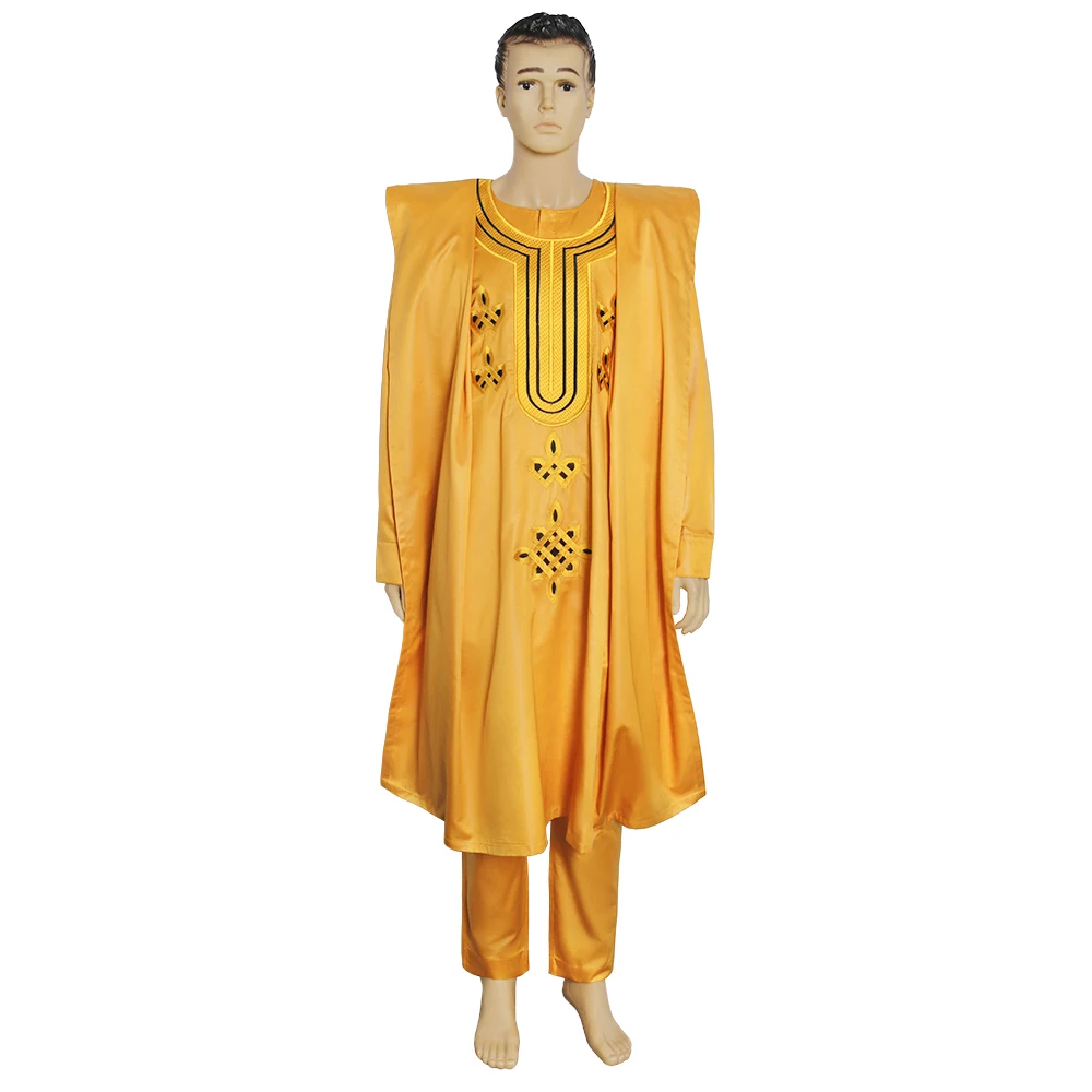  Модная одежда H & D костюм из трех предметов agbada рубашка с широким рукавом и брюки африканская для