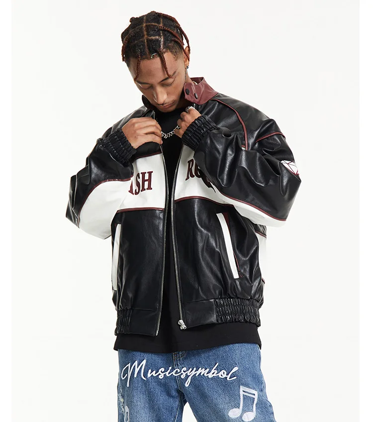 OEM/ODM High Quality Motorcycle HIp Hop Embroidery Pakistan Leather Jackets For Men