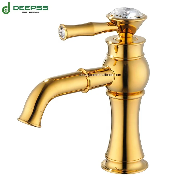 DEEPSS copper brushed manufacturer hand wash basin mixer tap antique faucet with diamond decoration zinc alloy handle