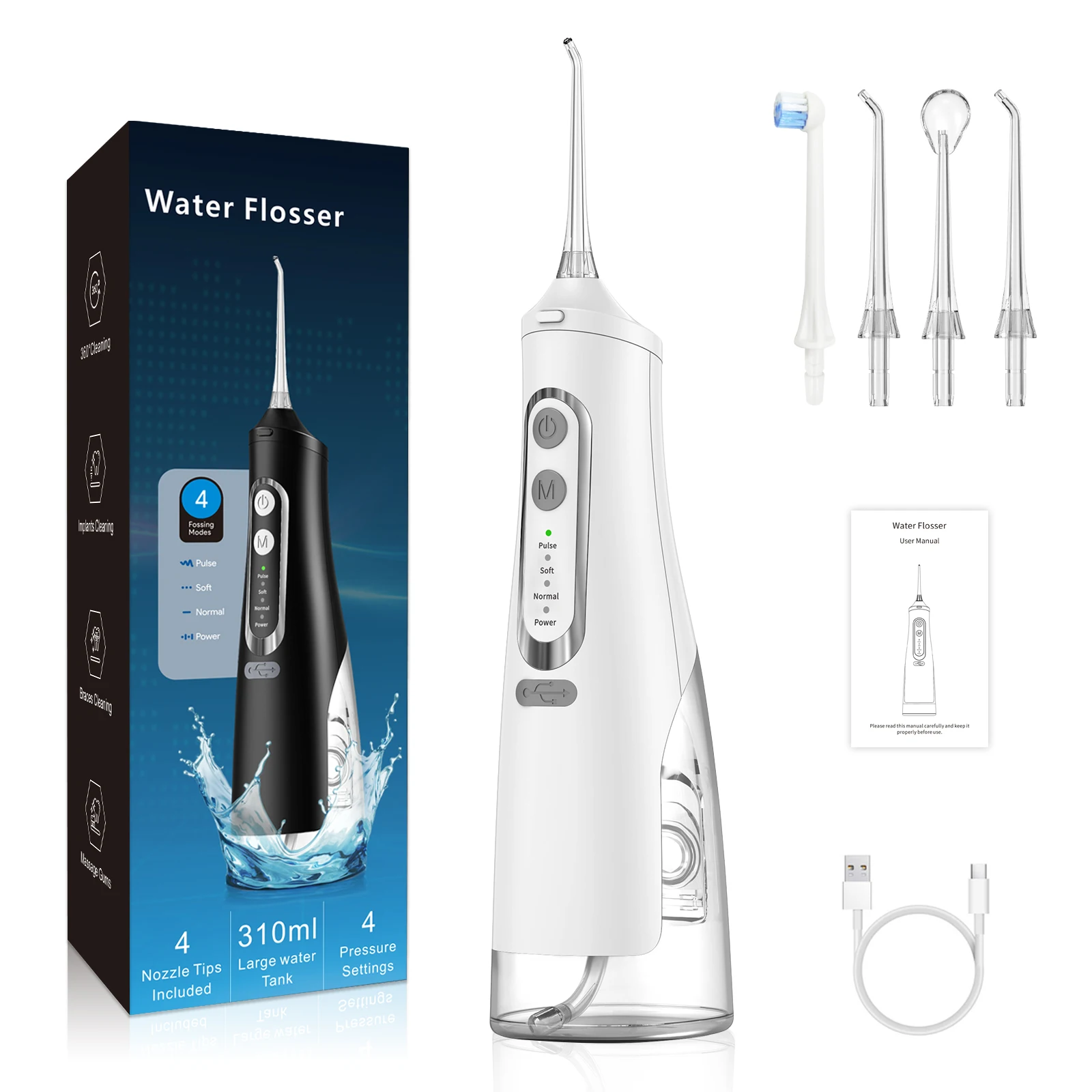 Waterproof Travel Tooth Oral Irrigator Dental Flosser Teeth Cleaner with Battery Power for Household Oral Hygiene