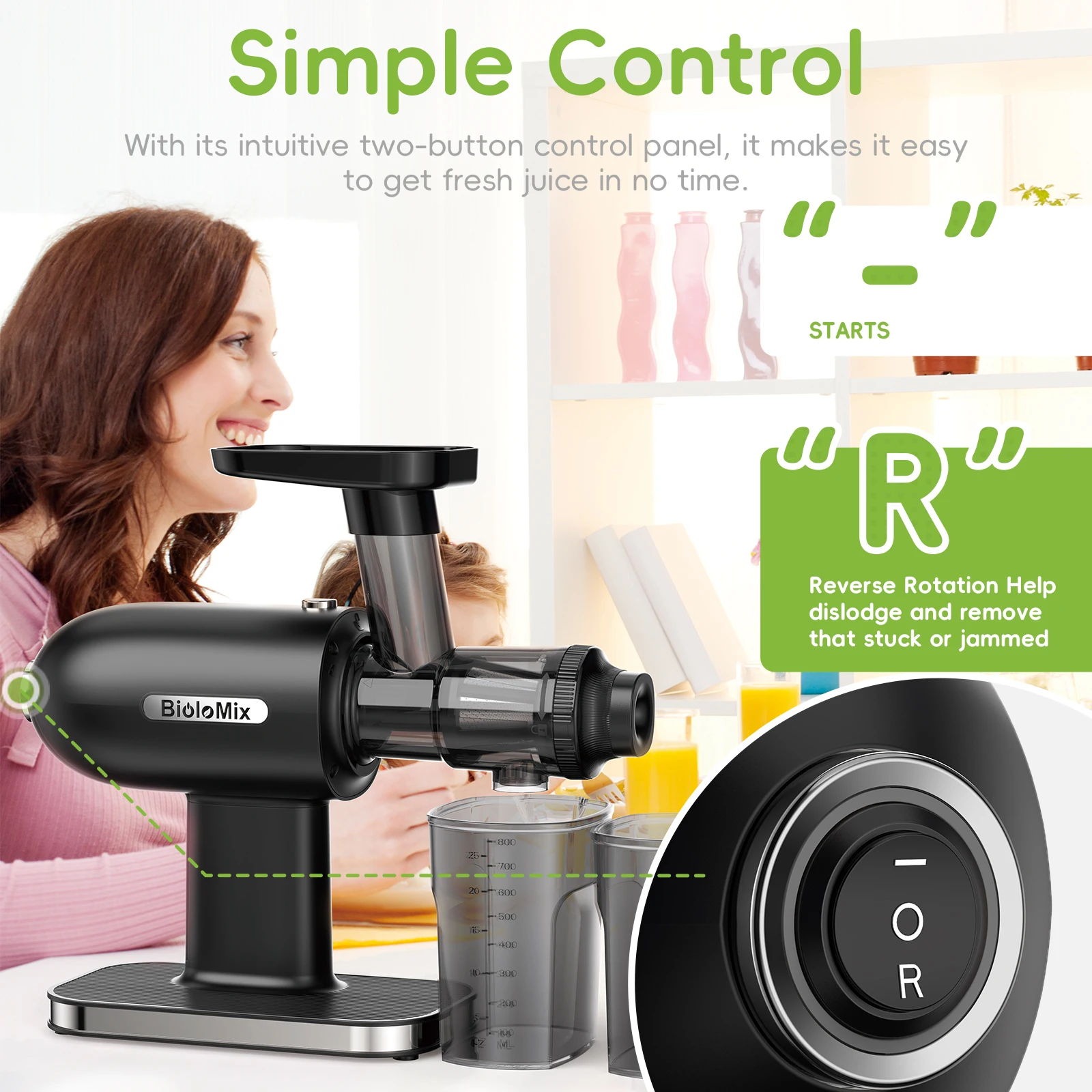 BioloMix Cold Press Juice Extractor for High Nutrient BPA FREE Fruit Oranges Celery Green Juice Machine price High Quality