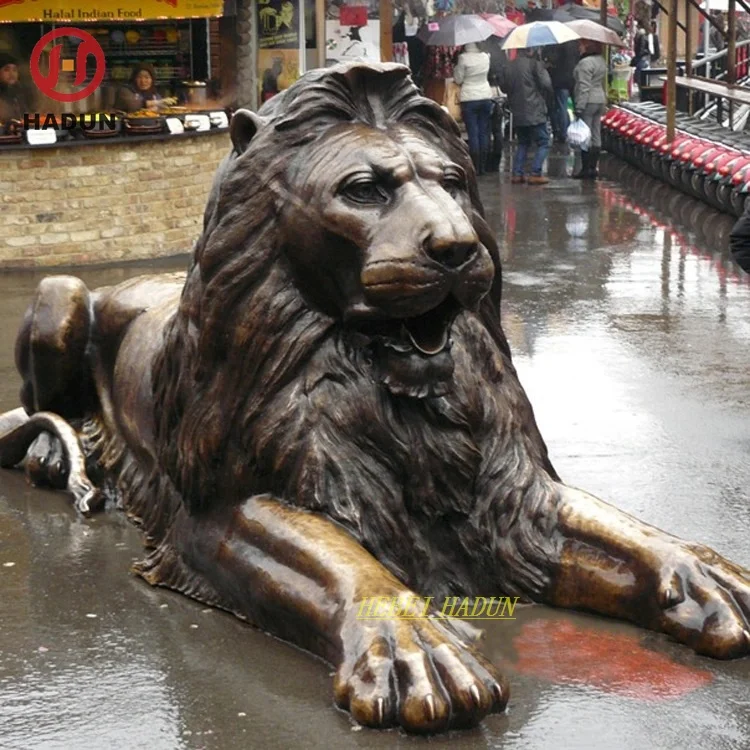 Giant Attractive Colossal Bronze Golden Lion Statue for Entrance Decoration