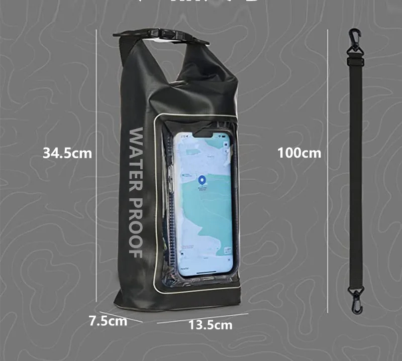 2L Capacity Waterproof Bag Outdoor Crossbody Bag 2-in-1 Cell Phone Waterproof Pouch PVC Swimming Waterproof Bag