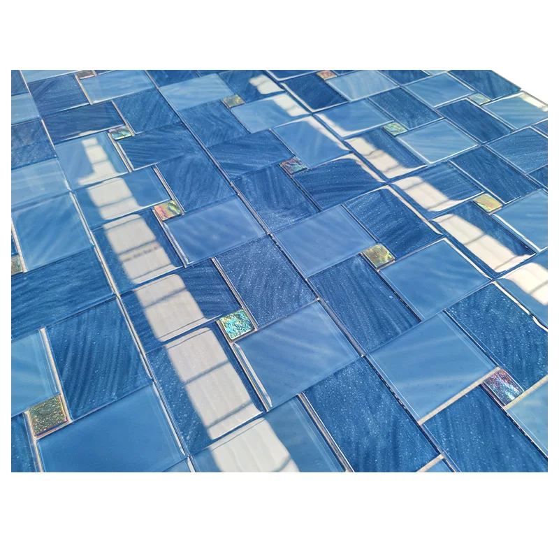Factory custom handmade Mosaic tiles Ceramic Mosaic Tiles Garden Swimming Pool Blended Blue Glass Mosaic Swimming Pool Tile