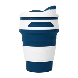 350ml Bpa Free Camping Portable Folding Reusable Drinking Coffee Tea Foldable Collapsible Silicone Travel Cup with Lids