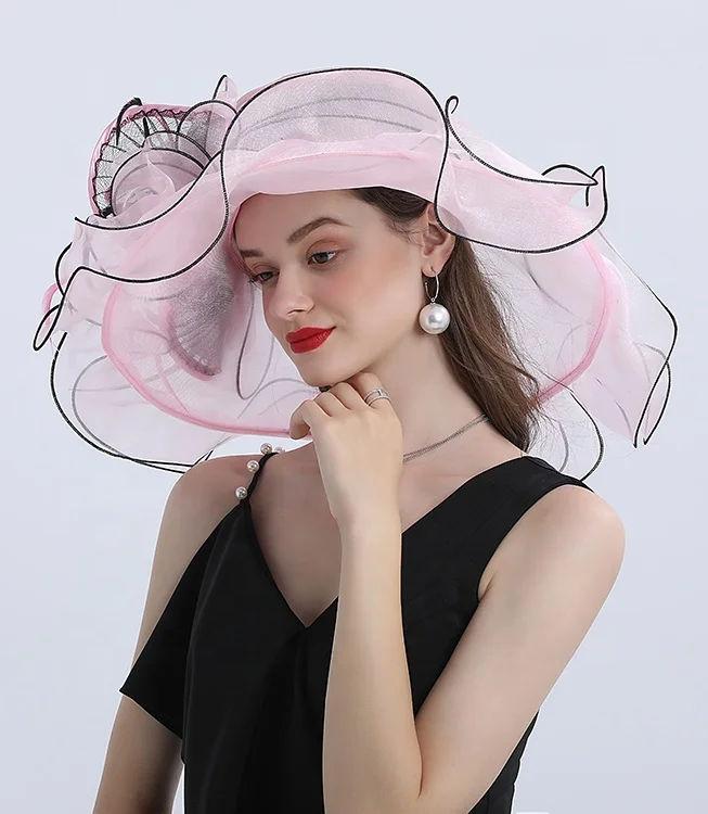 2022 Decoration new design pretty female Kentucky derby church hats organza party hats horse racing hats