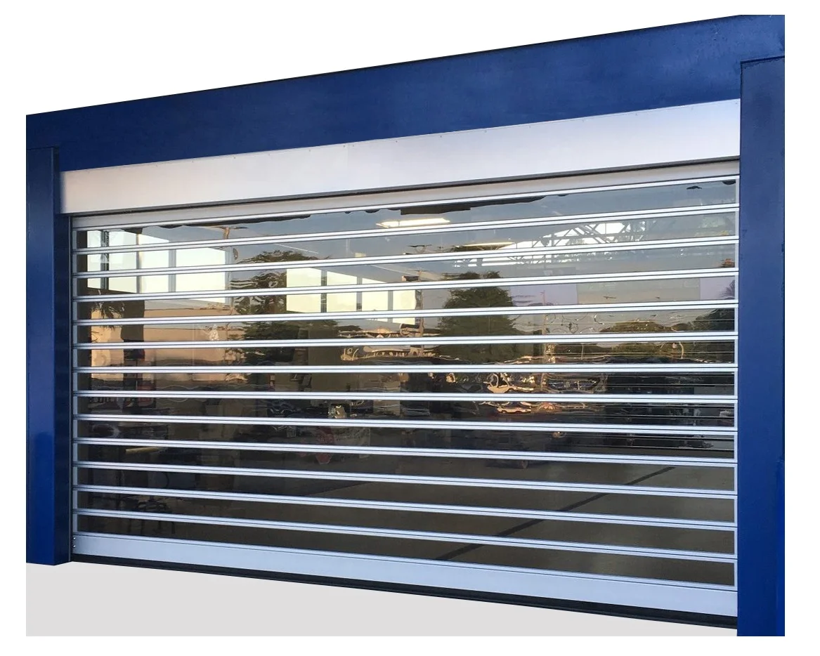 Modern commercial polycarbonate transparent slat automatic roller shutter door aluminum rolling shutters doors
