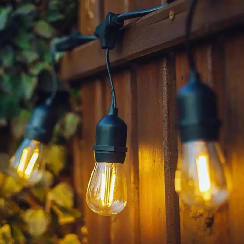 2022 New Arrivals Modern Waterproof Ip65 Black Outdoor Wedding Party Decoration Bulb String Light Led Light String