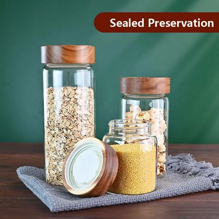 Wholesale empty jars glass round shaped storage glass food cookie jar