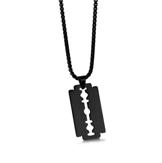 Wholesale Fashion Razor Blade Necklace Meaning Jewelry Silver/18k Gold/Black High Quality Razor Blade Necklace for Men