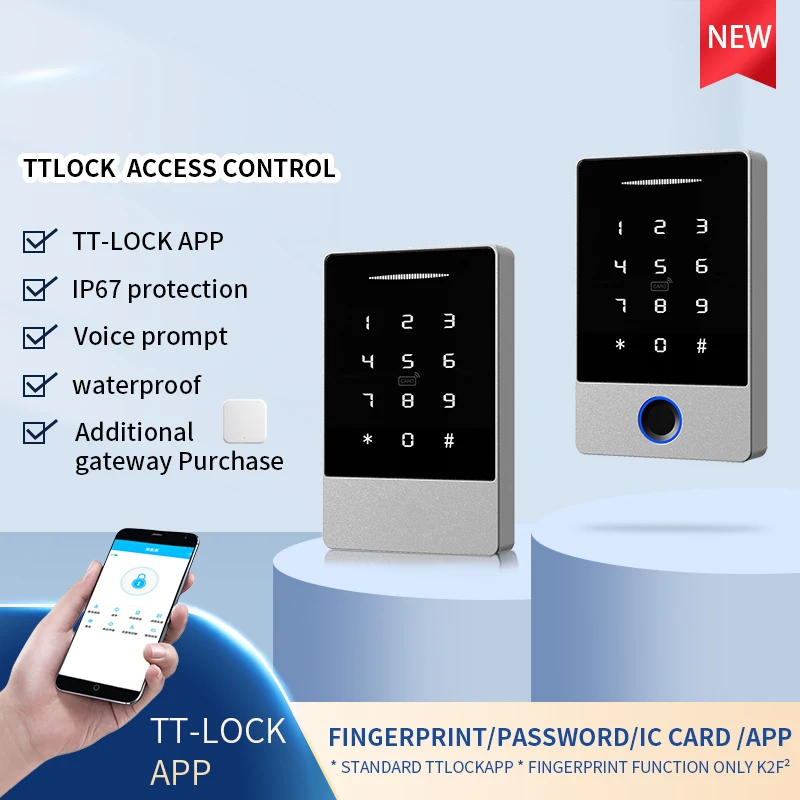 Уличная водонепроницаемая система контроля доступа к двери с Bluetooth, биометрическая Wi-Fi клавиатура с контролем доступа по отпечатку пальца, с приложением TTLock