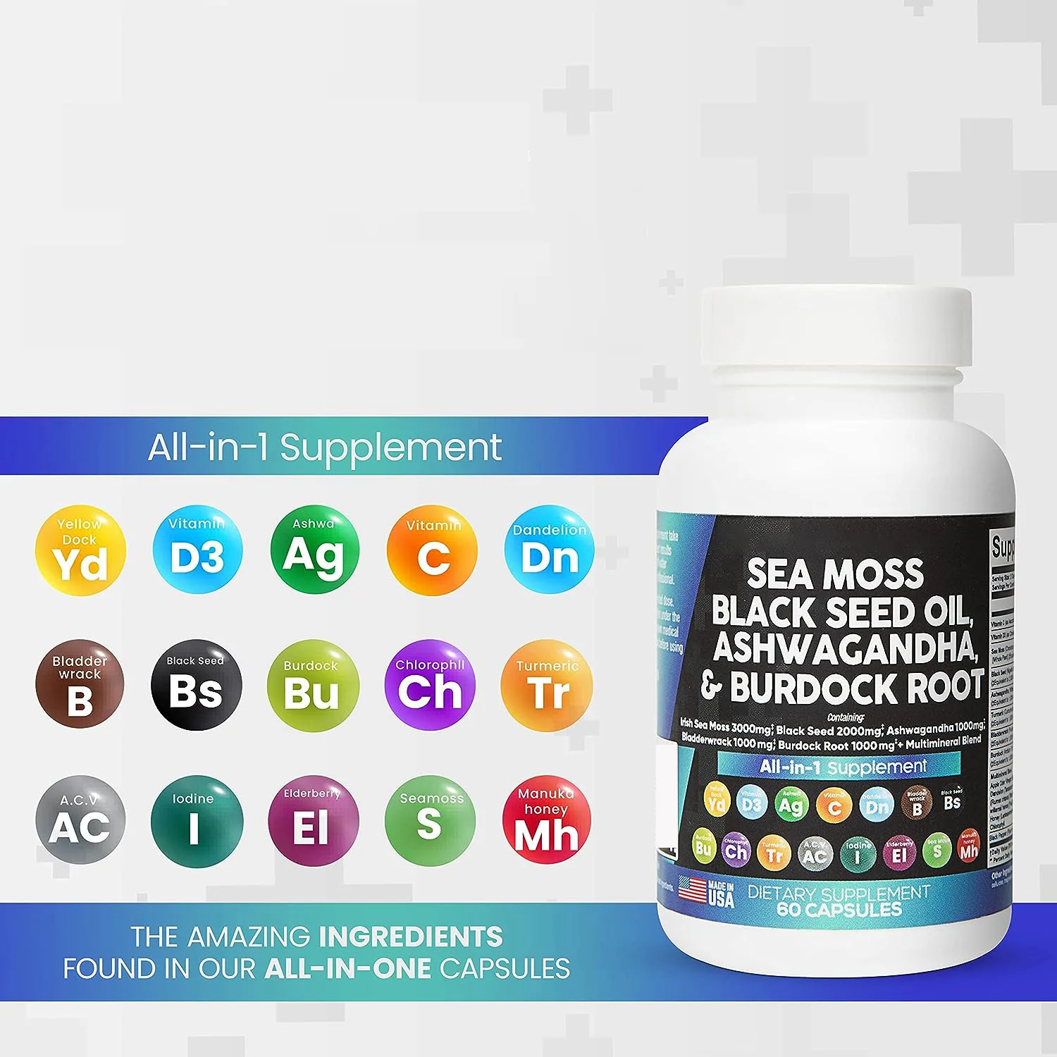 Food Grade Vegetarian Seaweed Capsule Sea Moss Herbal Extract in Powder Form Wild Cultivated Packed in Plastic Bottle