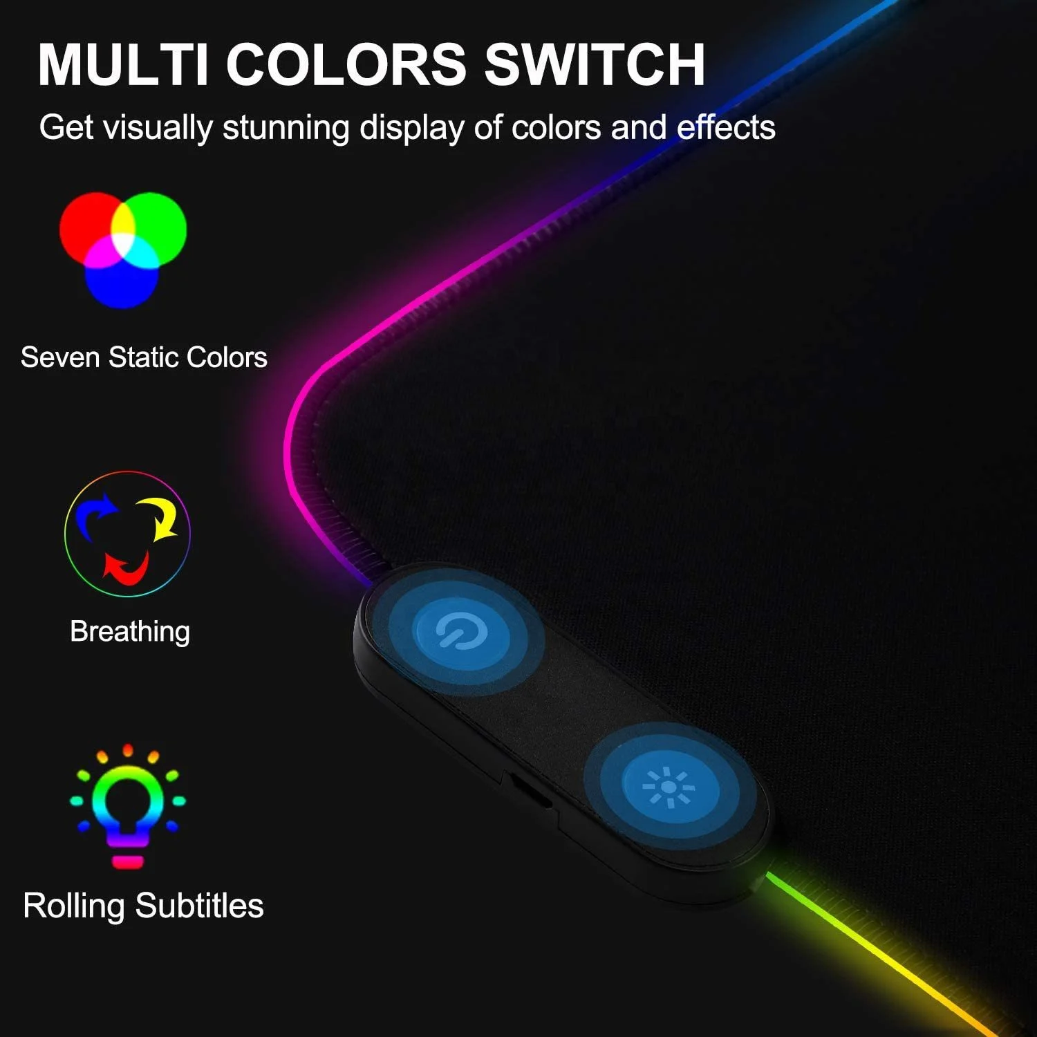 Игровой коврик для мыши RGB Мягкий Нескользящий Коврик с резиновой основой ноутбуков компьютеров