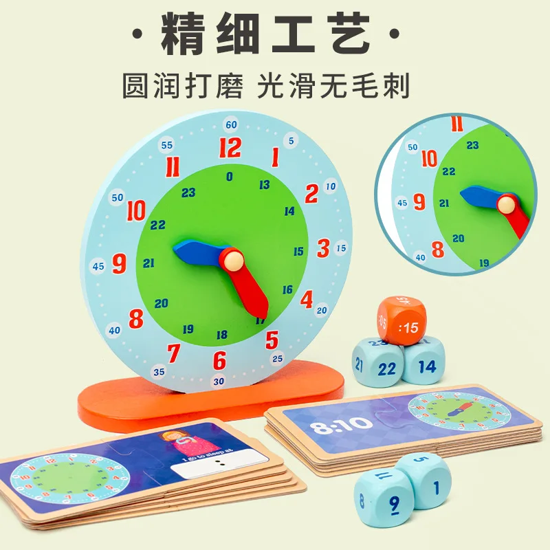 Wholesale Kids Early Educational Time Cognition Game Children Time Teaching Aids Preschool Montessori Clock Wooden Toys