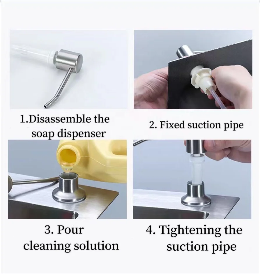 304 Stainless Steel Brushed Kitchen Sink Soap Dispenser Manual Press Liquid Soap Sanitizer Soap Dispenser 350ML