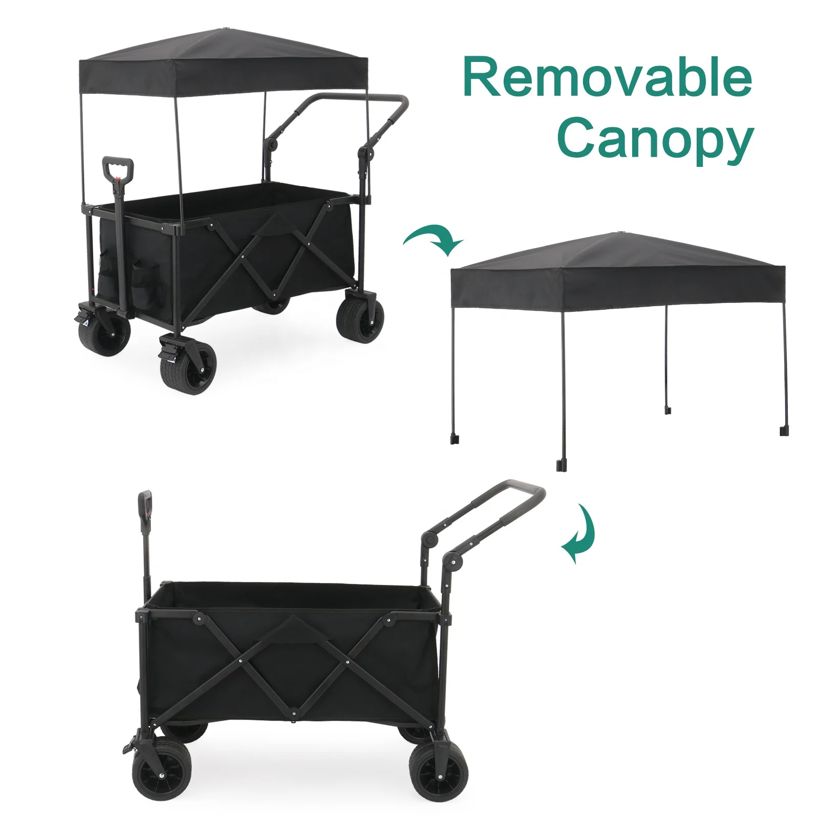 Eaynon Outdoor Mesh Collapsible Wagon Cart Folding Shopping Trolley Folding Wagon For Tools With Oem Support