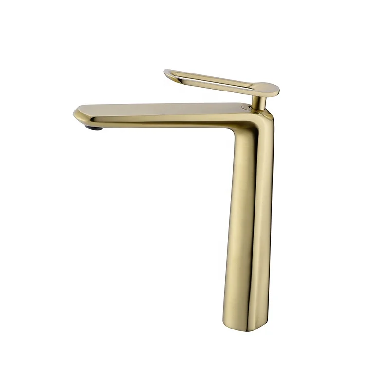 Modern Brushed Gold Single Lever Deck Mounted One Hole Bathroom Basin Mixer Wash Mixer Faucet