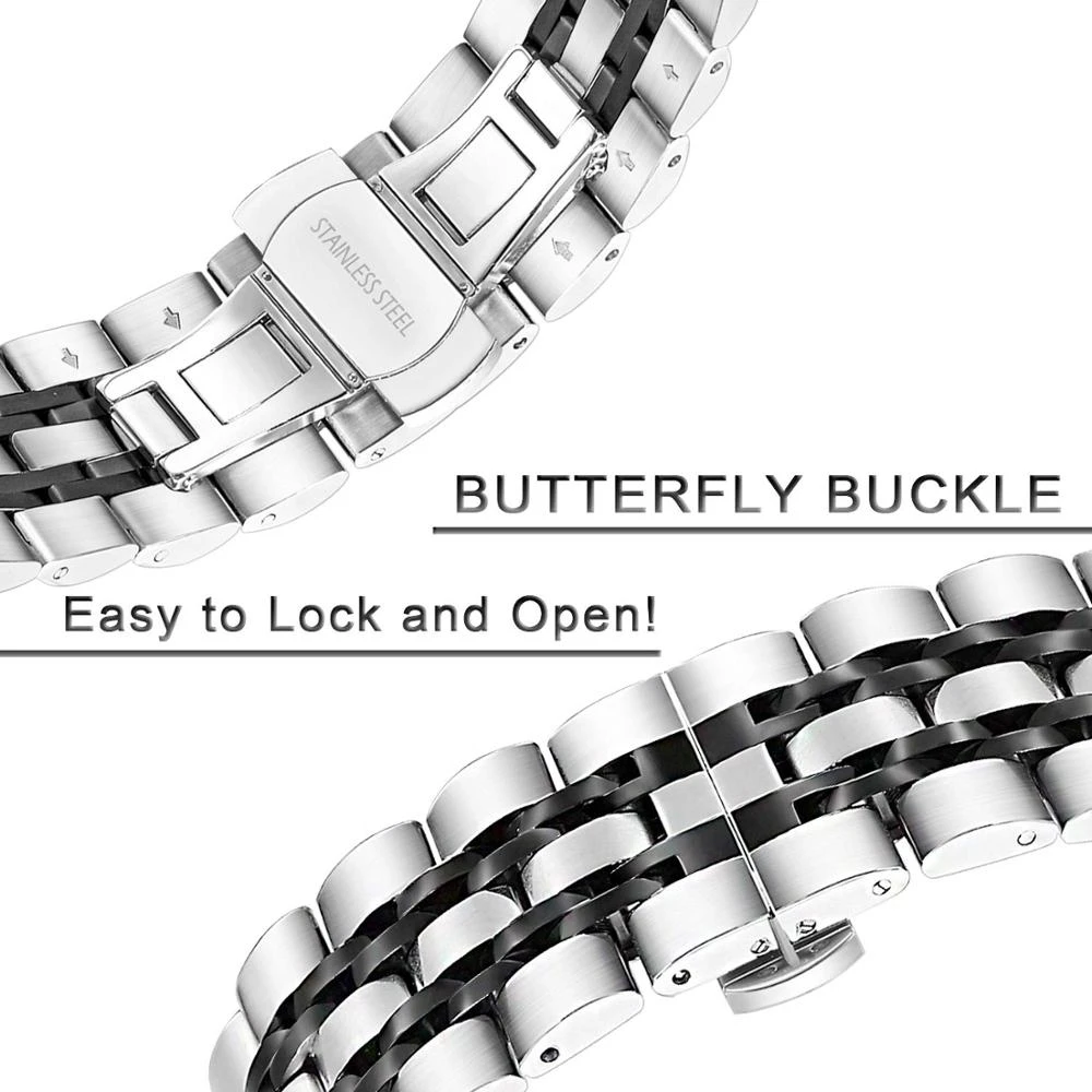 Luxury Stainless Steel Straps for Galaxy Watch 6 Classic 47mm 43mm Metal Replacement Straps for Galaxy Watch 4 5 44mm 40mm 5pro