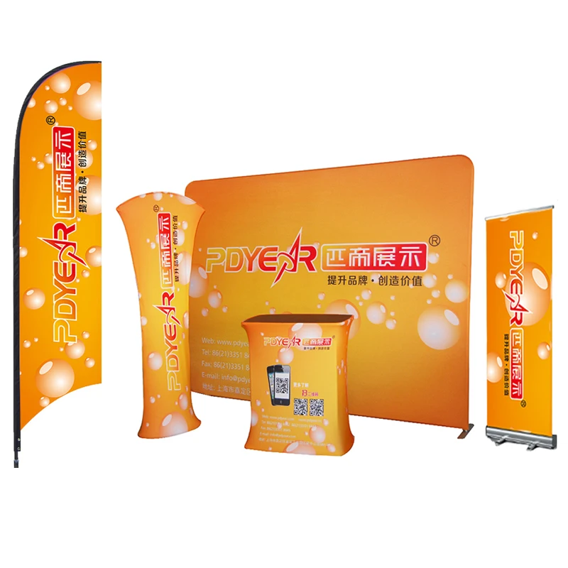 NO.1 10ft custom logo printed advertising stretch tension fabric roll pop up wall trade show backdrop display banner stands