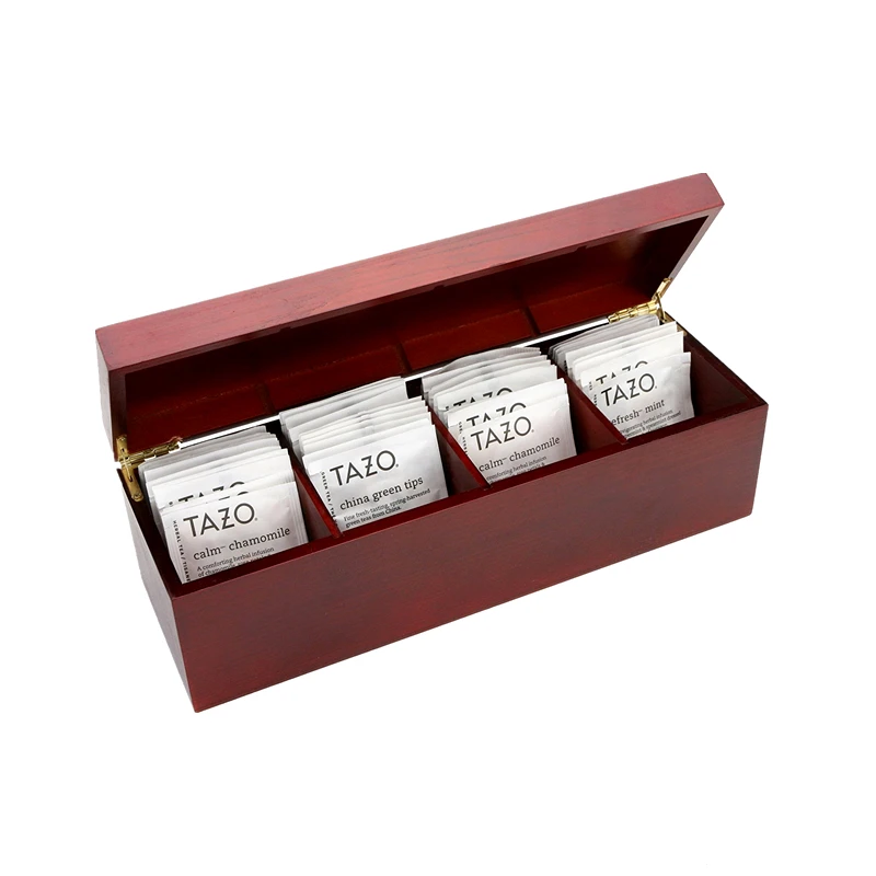 Винтажные 4 отсека коричневые пустые чайные коробки для чайного пакетика