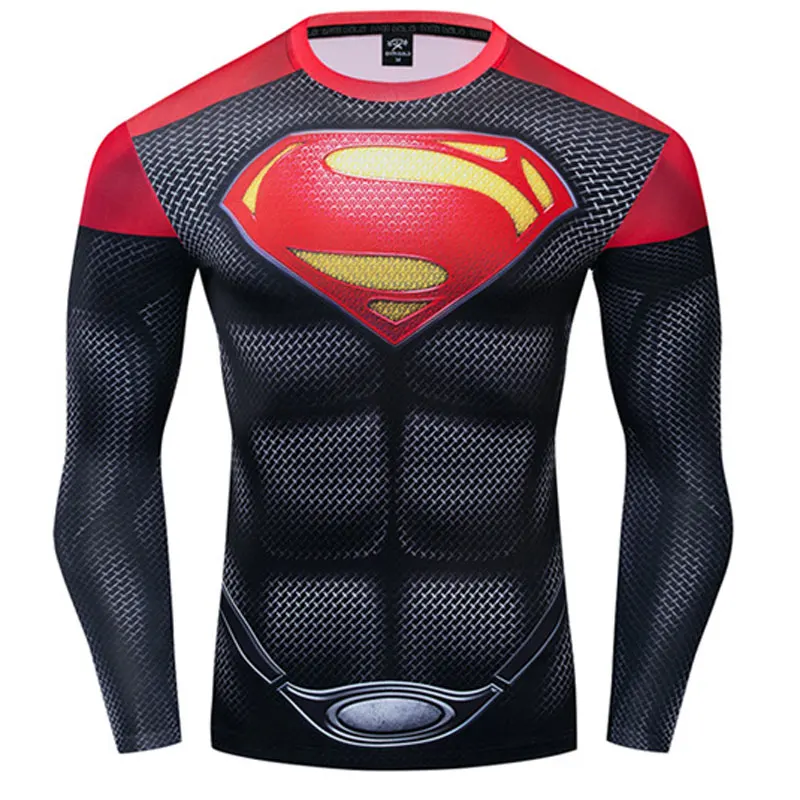 Hot selling Avengers Marvel DC same clothing sports and fitness quick drying clothes long sleeved T-shirt