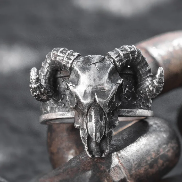 Rock Adjustable Satan Lucifer Devil Animal Sheep Skull Rings