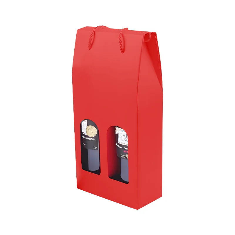 Wholesale environmental protection wine corrugated kraft paper packaging oil resistant tote bag customised paper bag