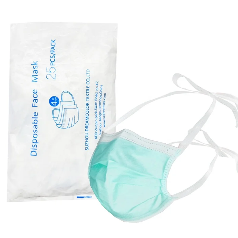 ASTM LEVEL 3 Disposable 4 layers logo custom nose mask with tie medical surgical masks facemask face mask