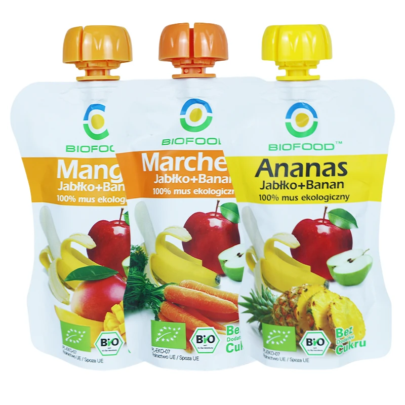 Food Grade Custom Beverage Nylon Fruit Juice And Yogurt Stand Up Retort Spout Pouch Baby Food Packaging 100ml Plastic Bag