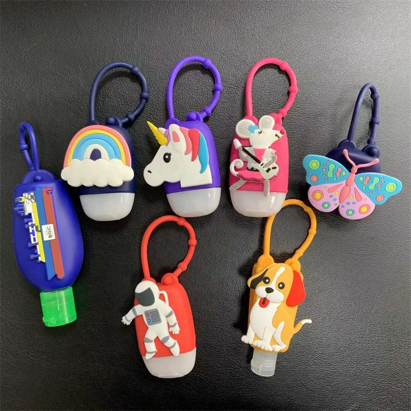 Custom Animal Shape Liquid Soap Container 30ml Silicone Bottles Travel Pocketback Hand Gel Sanitizer Bottle with Silicone Holder