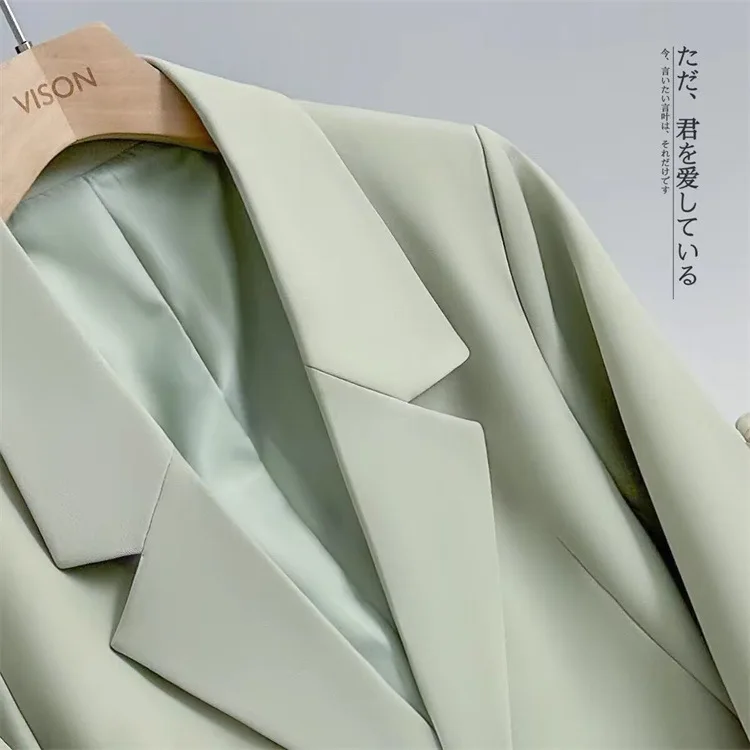 Korea Fashion Lady Slim Fashion Jacket Single Button Lapel Collar Blazer Top New Women Solid Casual Suit Coat