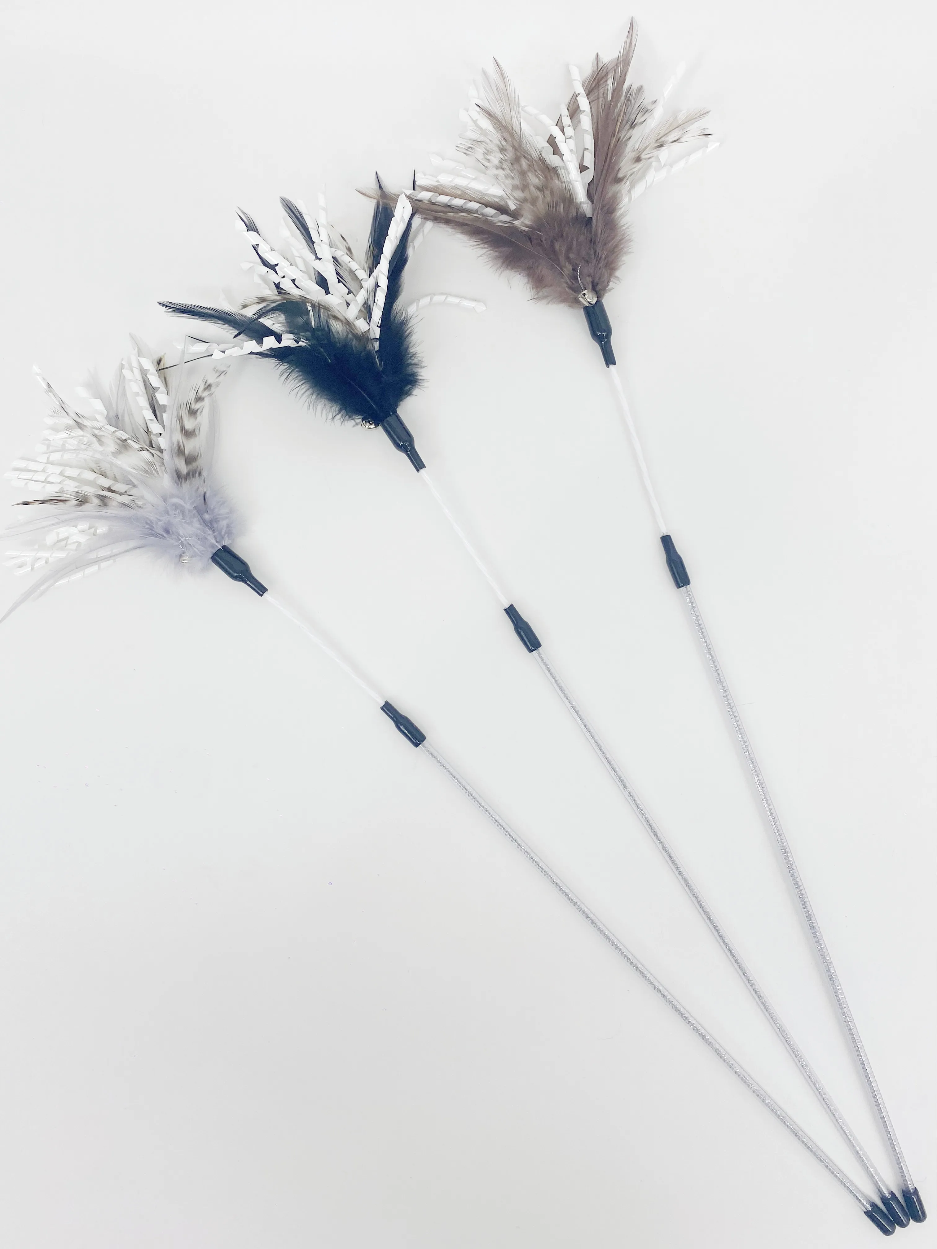 Turkey hair spiral bell teaser cat toys cat toys natural feather wand cat pet toys supplies