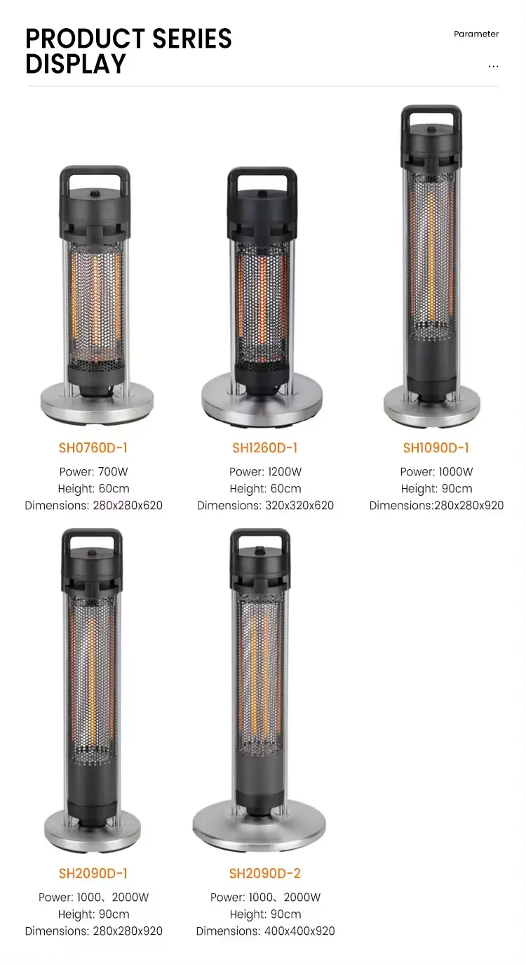 360 Degree Tip-Over Safety Switch IP44 1200W Aluminium Alloy Frame Portable Electric Heater