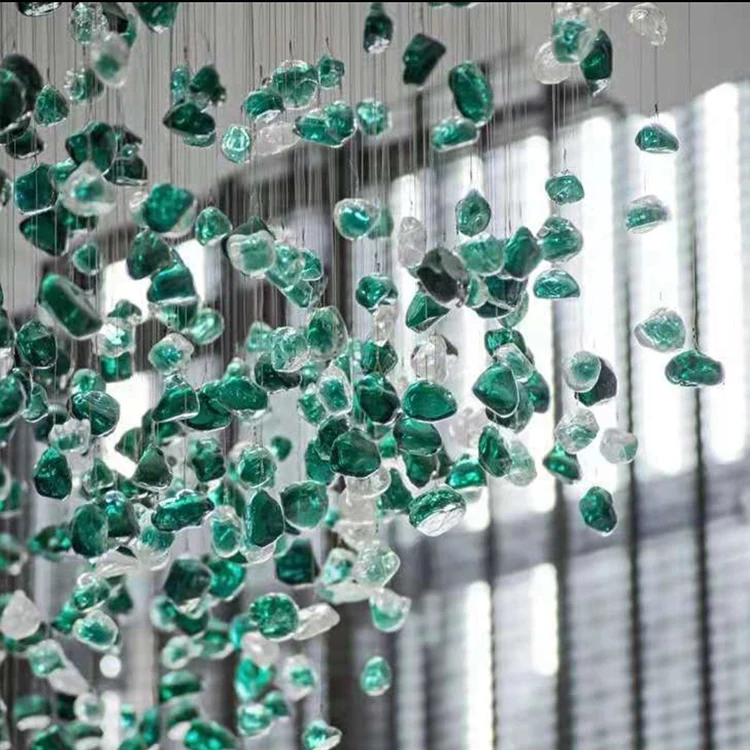 Hot Sale Indoor Decoration Custom Villa Hall Hotel Green LED Pendant Light Modern Crystal Chandelier