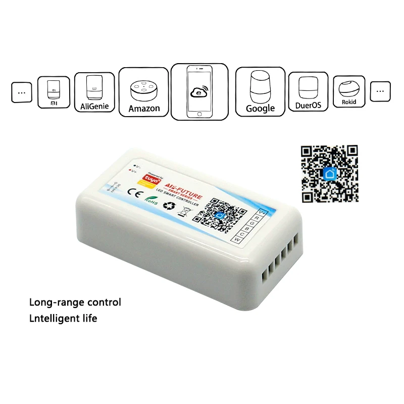 Popular Tuya smart wifi RGBCCT Control Kit SMD 5050RGBCCT 60LED/M Waterproof IP65 DC12V/24V Color Temperate RGB LED strip light