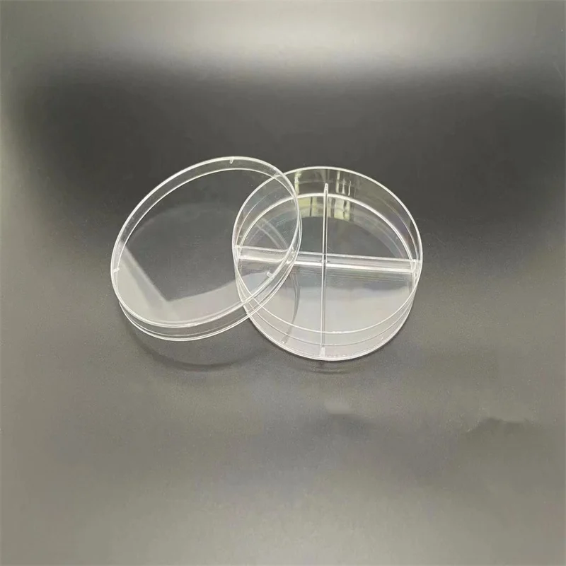 Wholesale Support Custom Round Transparent Lab Conch Stackable Petri Dish Plastic 90x15mm Petri Dish 90x15mm Four Compartments