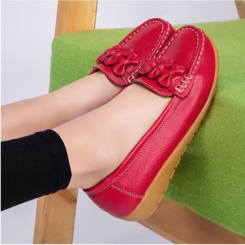 Latest Design Fashion Female Flat Women Leather Loafers Shoes