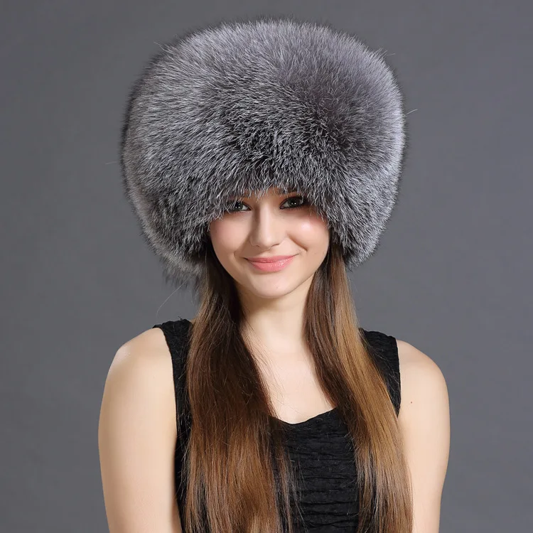 Whole Raccoon Fur Hat Women Real Fox Fur Ushanka Earflap Hat Furry Russia Style Winter Warm Trapper Hat
