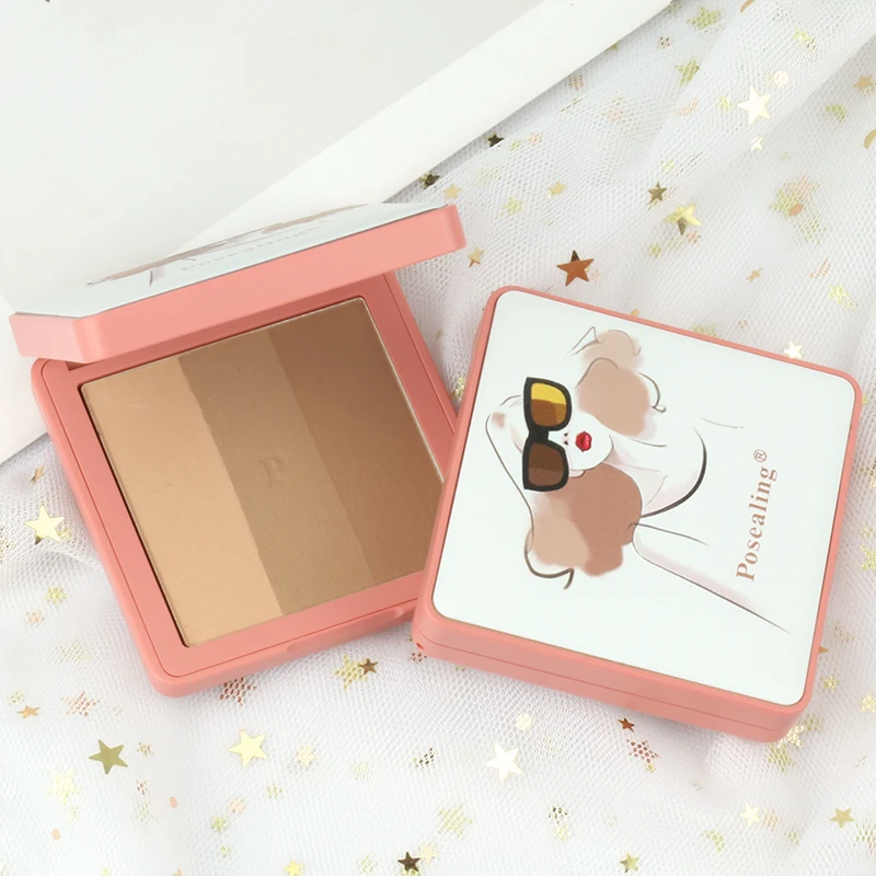 Posealing 3 Colors OEM Low Price Custom Matte Bronzer Concealer Contour Palette Pressed Powder