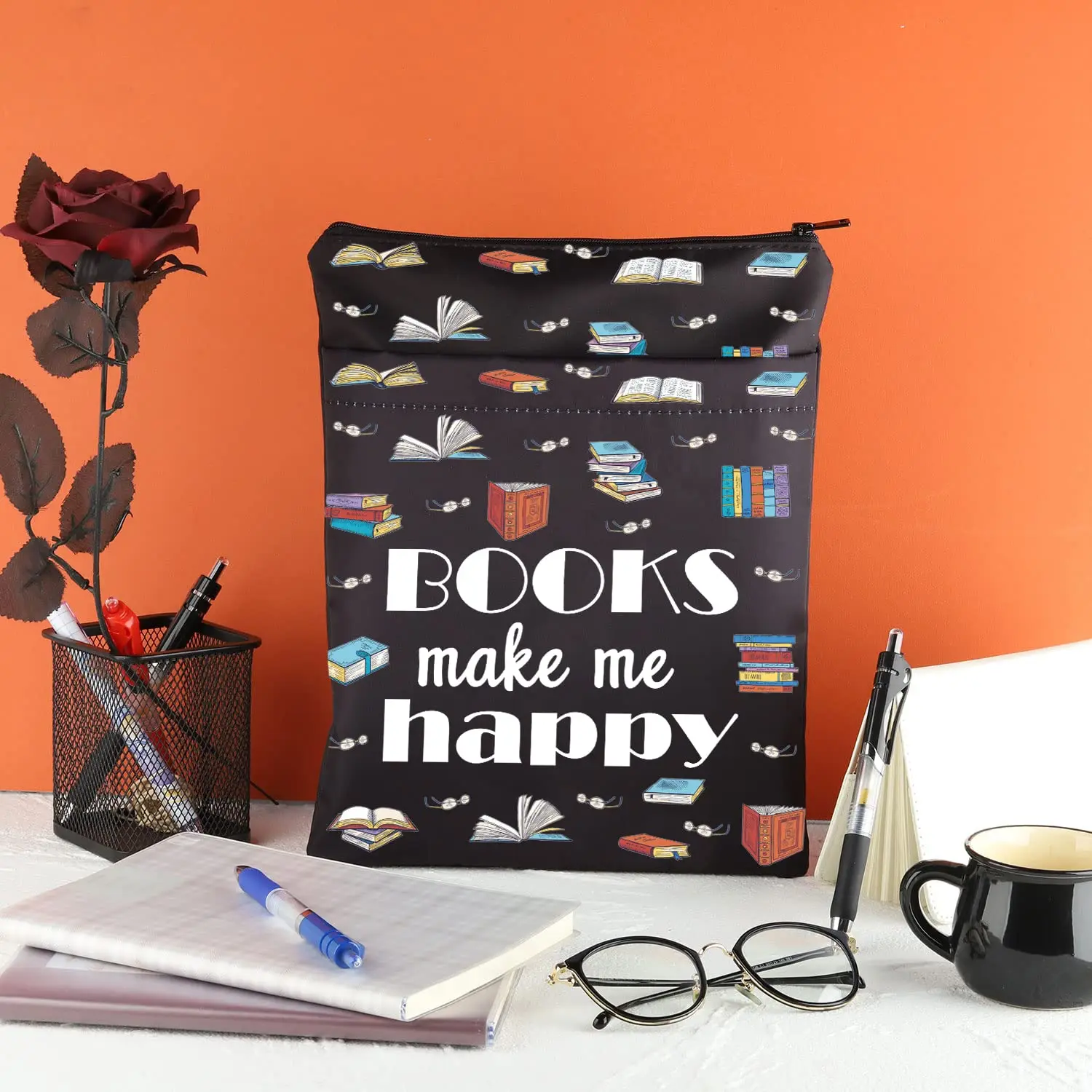 Customizable canvas book cover gift comic book protective bag with zipper reader book sleeve