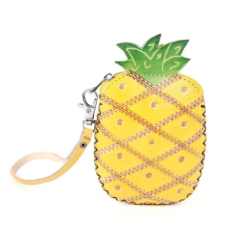 Милая сумка для хранения из коровьей кожи в Корейском стиле, Детский кошелек с изображением фруктов и мультфильмов, маленькая сумка для ключей с арбузом, оптовая продажа