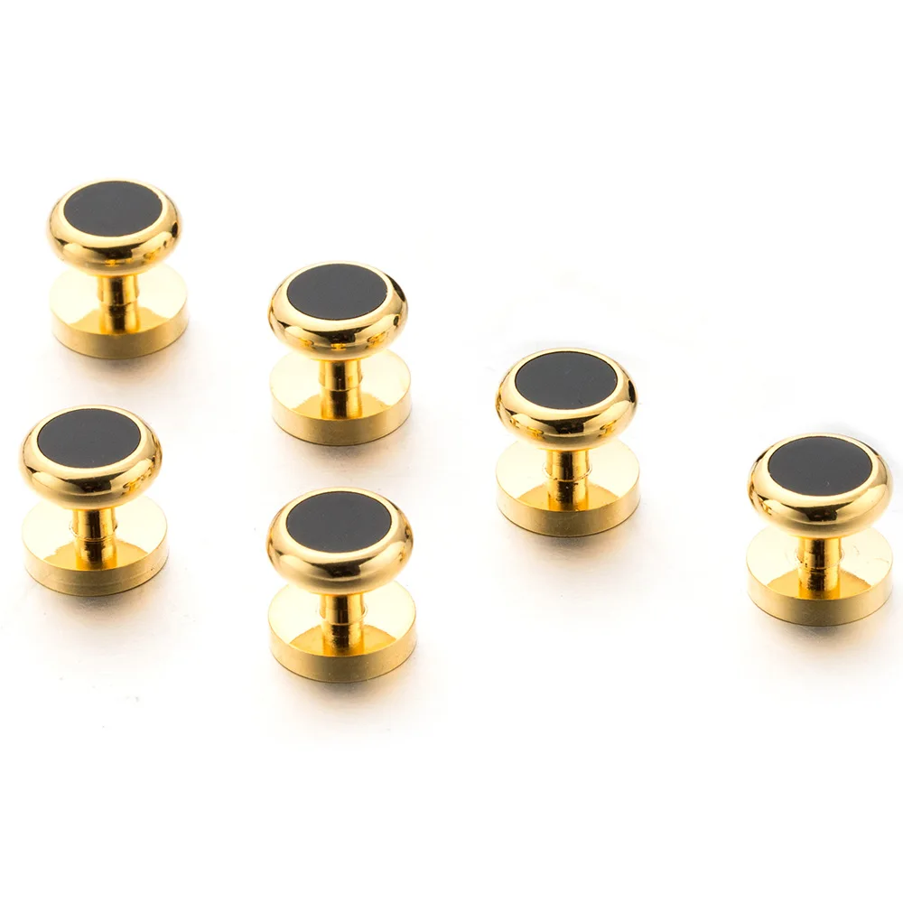 Wholesale Gold Black Men Tuxedo Shirt Cufflinks and Studs Set for Men