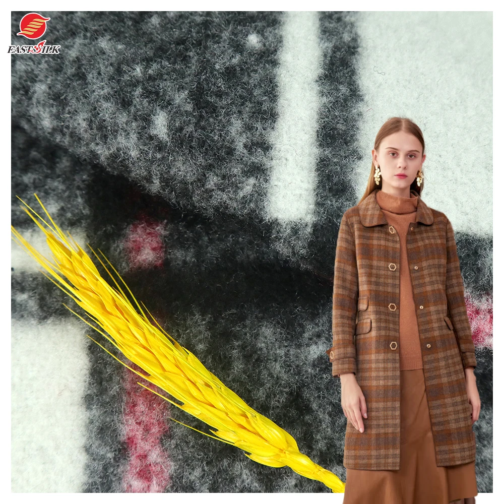 Classic check textiles 400gsm woven coat fleece textiles tweed garment fabric wool plaid fabrics for clothing