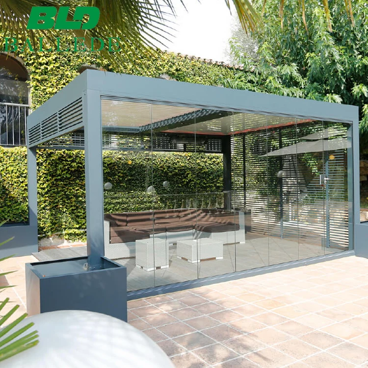 Outdoor aluminum louvre roof opening pergola pergola roof system kit