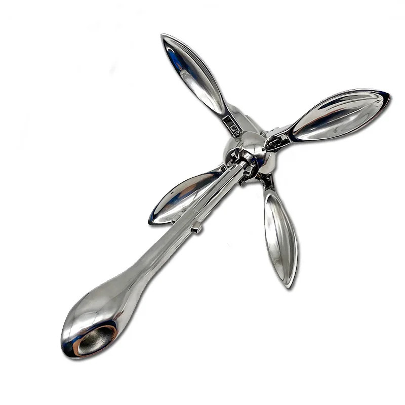 Marine Casting Yacht Docking Boat 316 Stainless Steel 4kg Folding Grapnel Anchor