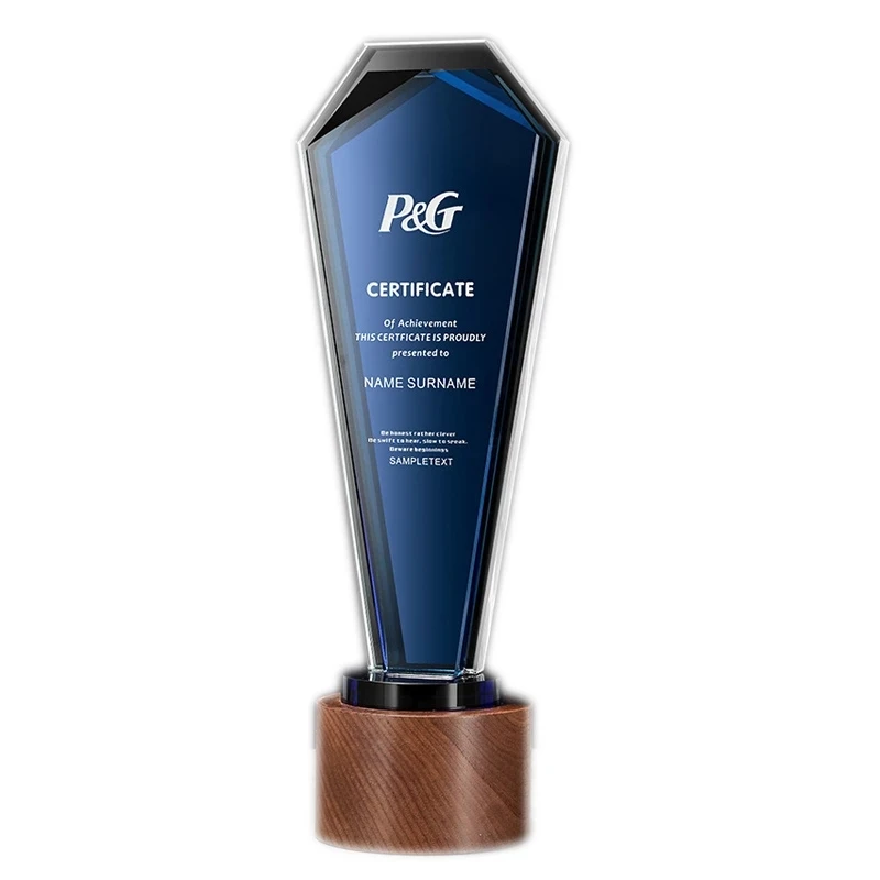 Custom Office Decor Crystal Trophy Awards High Grade Liuli Crystal Glass Trophy Souvenirs Gifts For Celebration Home Decoration