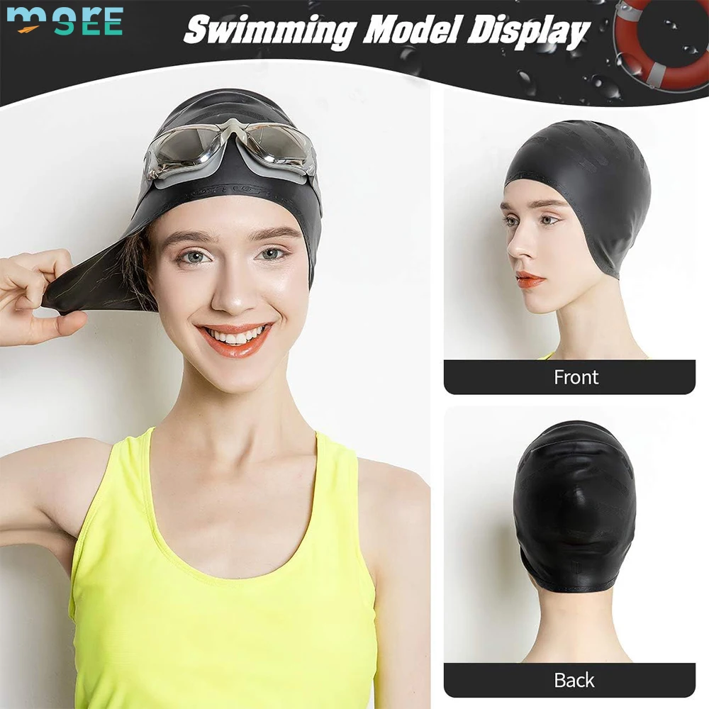 SeeMore Free Sample Pool Swimming Hat Custom Logo Printed Elastic Different Size Adult Kids Swim Cap