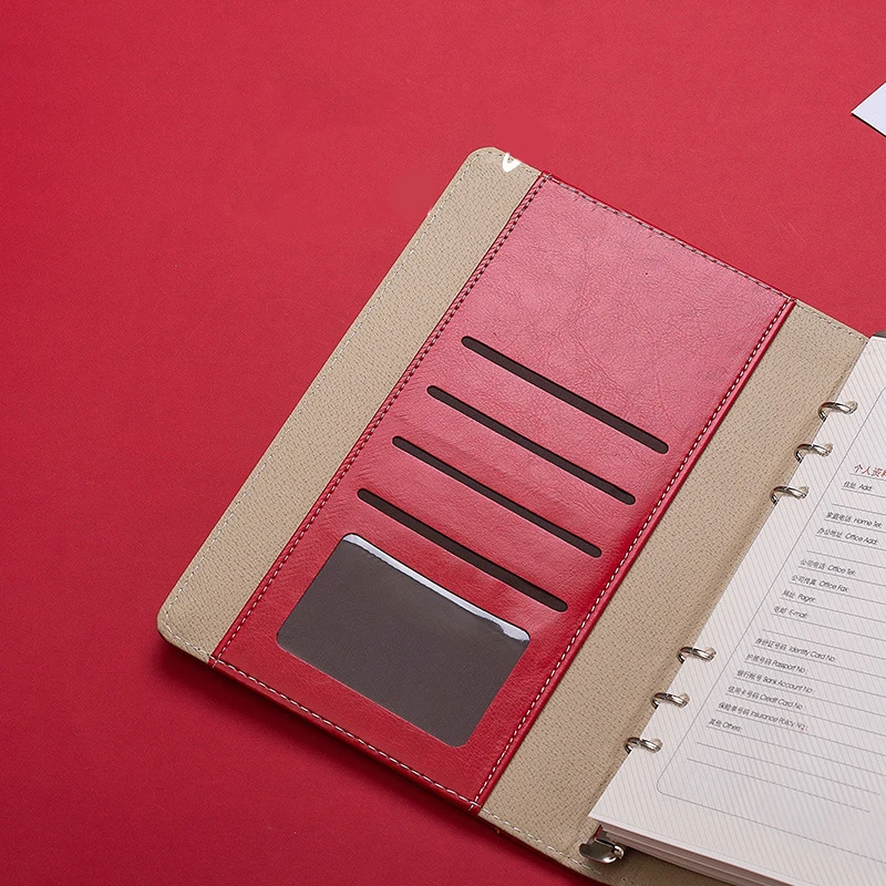 notebooks 200 pages large french format dairy notebook leather 3 ring a4 coin folder factory supply White with box a3 budget ban