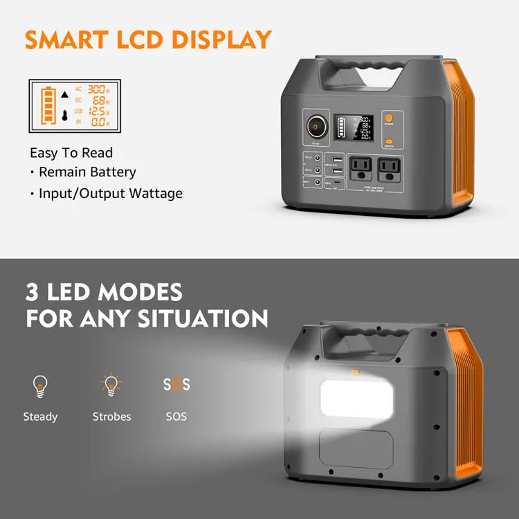 Powkey Outdoor Solar Energy Generator Portable Power Station 300W Battery Mobile Power Banks & Power Station for Camping use